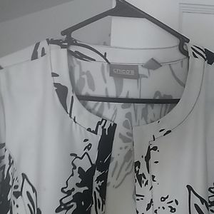 Chicos white/black satin cardigan open front women's size 2